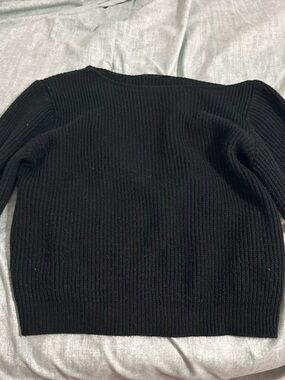 Men's Black Ribbed Knit Sweater
